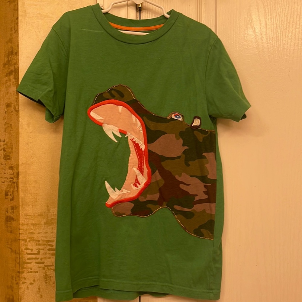 Mini Boden shirt size 9-10 GUC. Hippopotamus Shirt